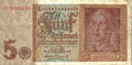 Germany P103 5 Reichsmarks 1942 Fine—WWII 3rd Reich Symbol & Aryan Youth