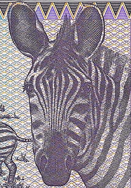 Rwanda P-19 100 Francs 1989 UNC—Purple Zebra Edition!