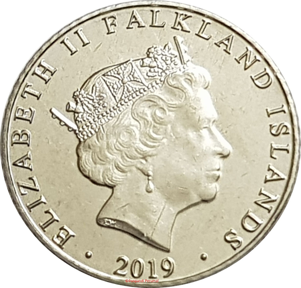 Falkland Islands KM#201 5 Pence 2019 UNC—Elizabeth II—Black-browed Albatross
