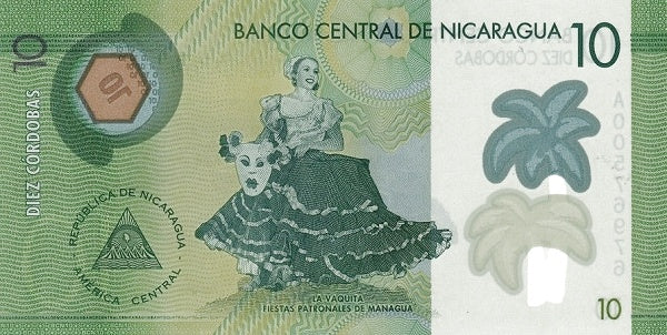 Nicaragua P-209a 10 Córdobas 2014 Polymer
