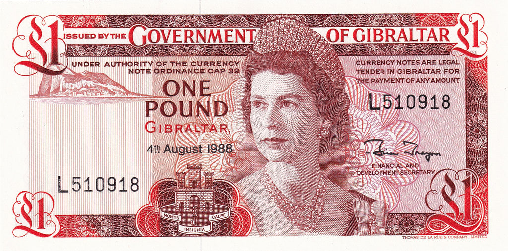 Gibraltar P-20e 1 Pound 1988 UNC