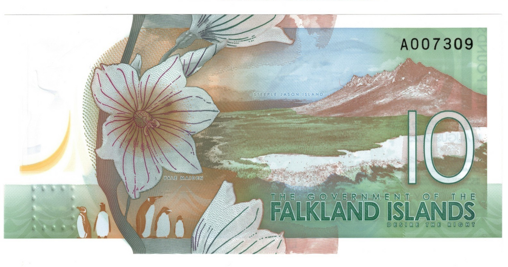 Falkland Islands P-22 10 pounds 2025 UNC｜Polymer｜King Charles III｜Penguin