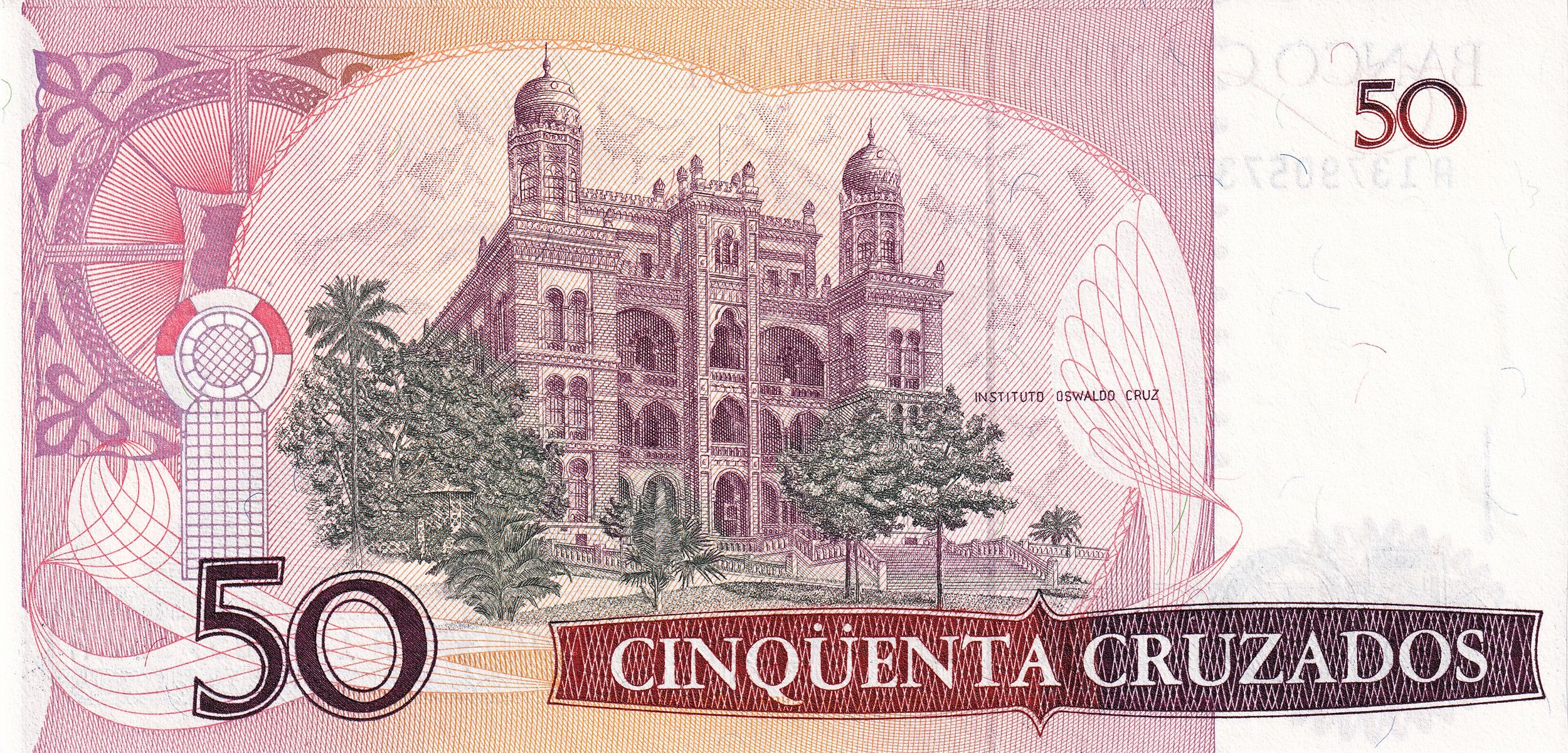 Brazil P210a C182 50 Cruzados ND 1986 UNC—Oswaldo Gonçalves Cruz