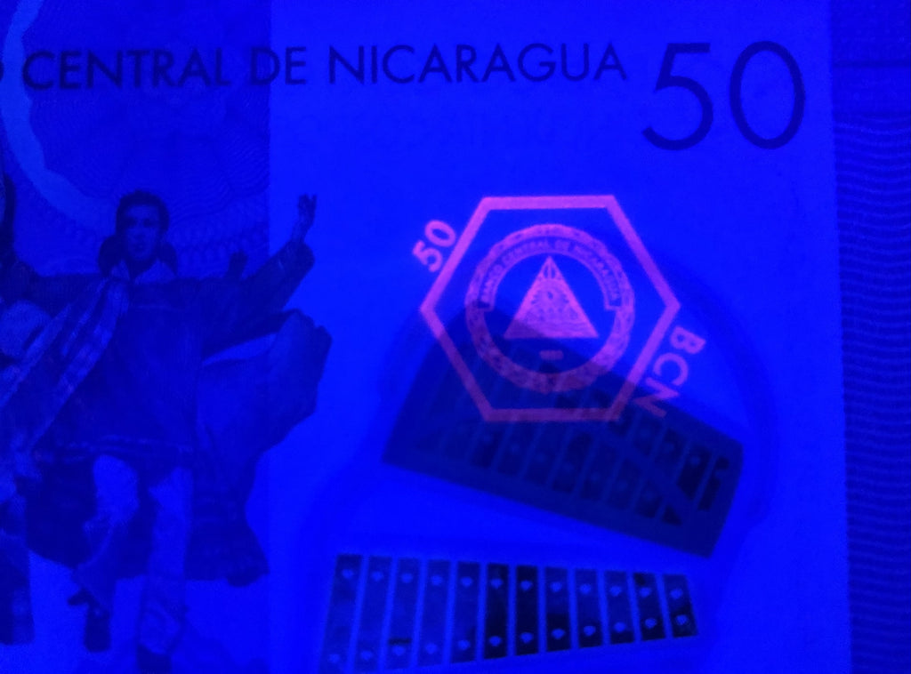 Nicaragua P211a 50 córdobas 2014 UNC｜POLYMER｜purple｜marimbas｜dancers