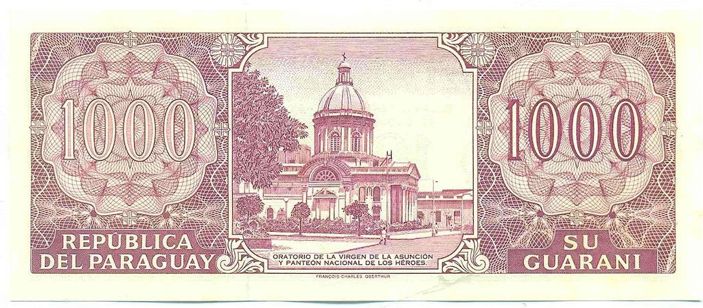 Paraguay P214c 1000 Guaraníes 2003 UNC—Purple—The David Who Fought 2 Goliaths & Lost