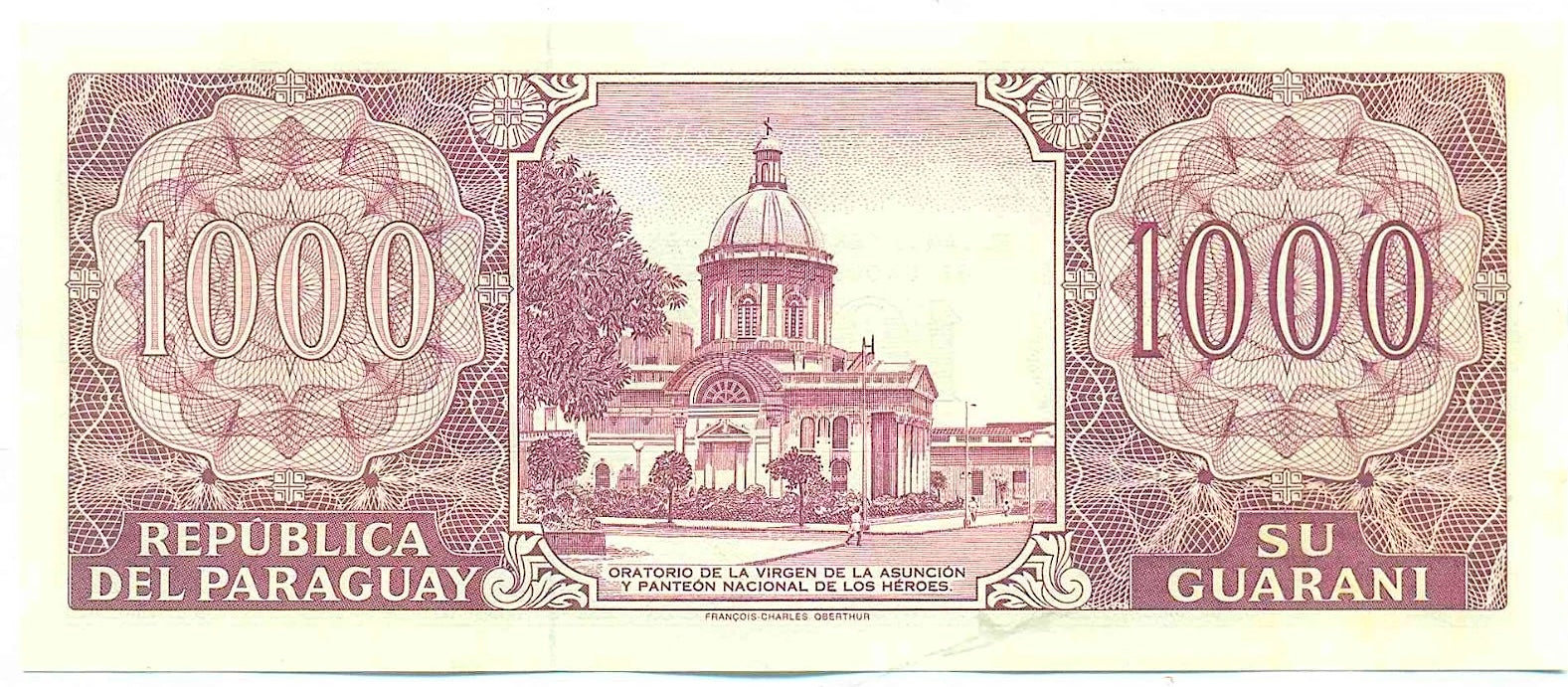 Paraguay P214c 1000 Guaraníes 2003 UNC—Purple—The David Who Fought 2 Goliaths & Lost