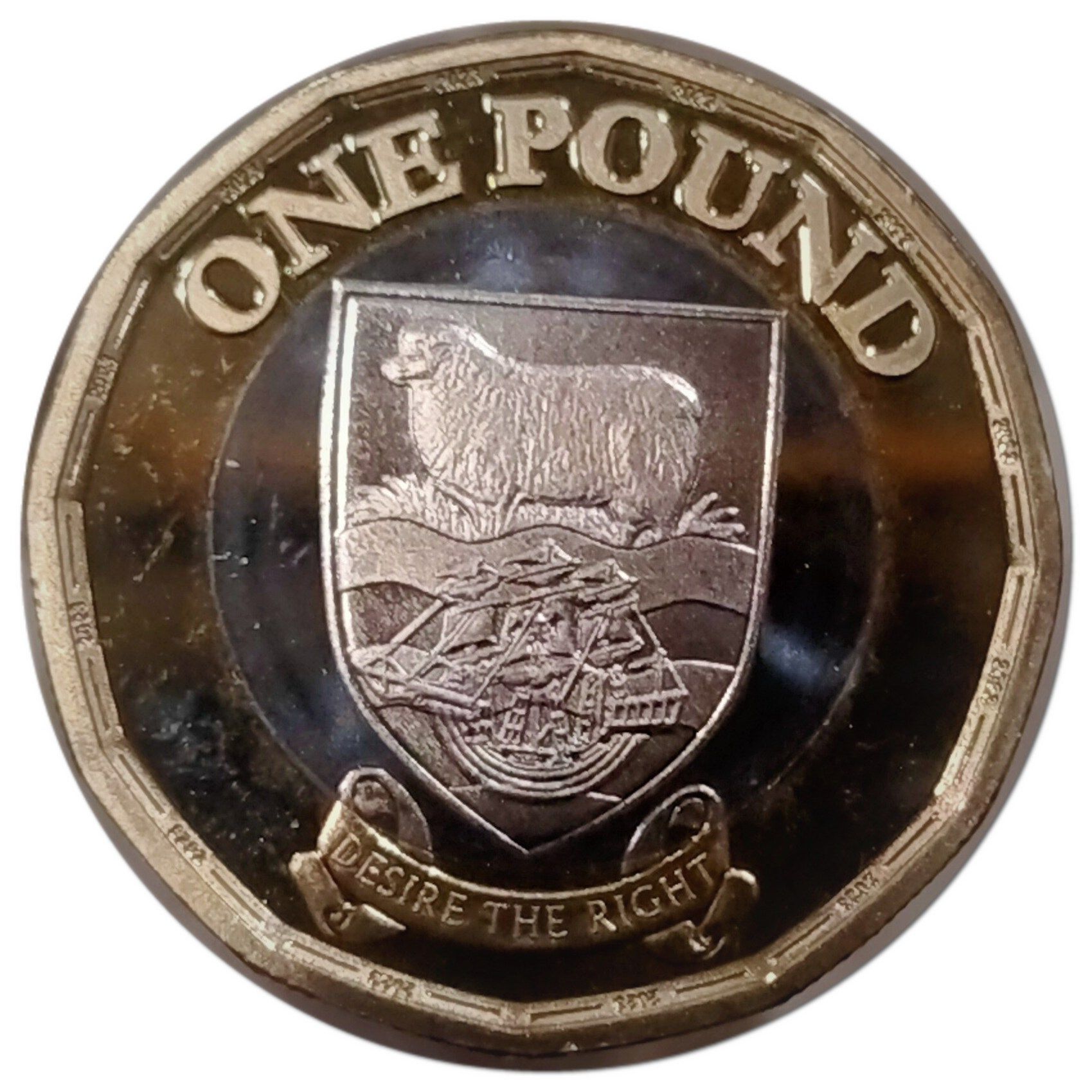 Falkland Islands KM#204 1 Pound 2023 XF—King Charles III—Coat of Arms