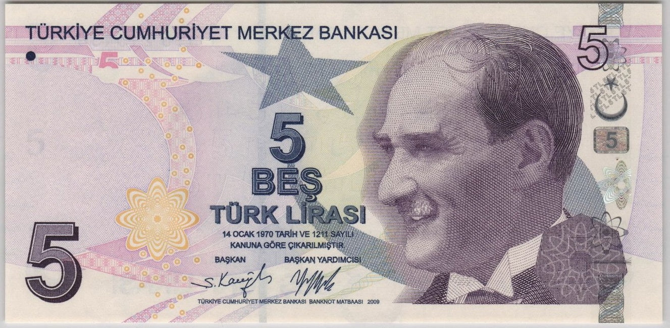 Turkey P222f 5 Lira 2022 U—Series F—Atatürk—Prof Dr. Aydın Sayılı