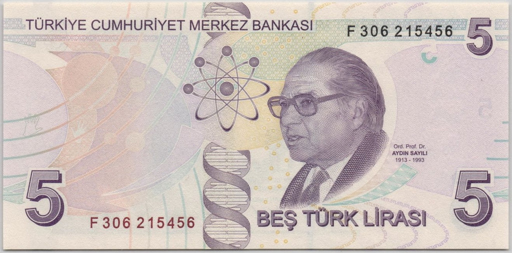 Turkey P222f 5 Lira 2022 U—Series F—Atatürk—Prof Dr. Aydın Sayılı