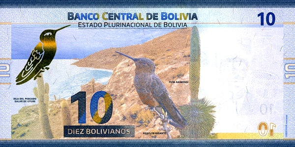 Bolivia P248 B417 10 bolivianos 1986 UNC—World's Largest Salt Flats: Salar de Uyuni