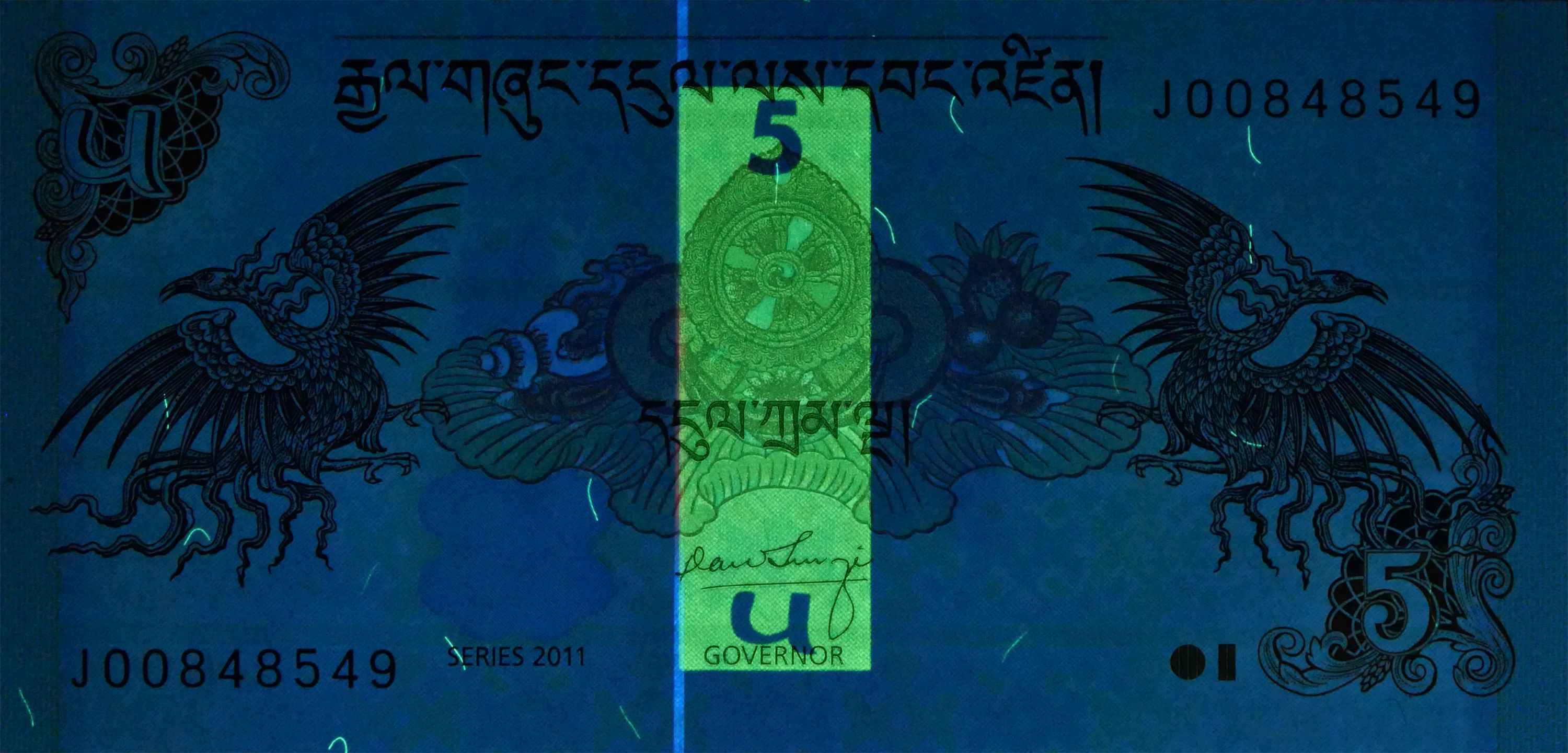 Bhutan P-28c 5 Ngultrum 2015 UNC
