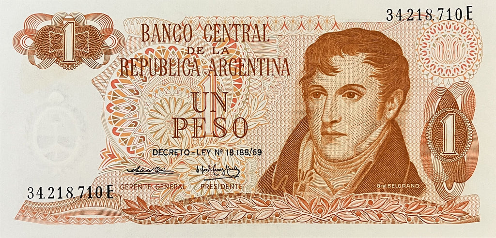 Argentina 7 pcs Set - 1970s - 1 5 10 50 100 500 1000 Pesos XF UNC