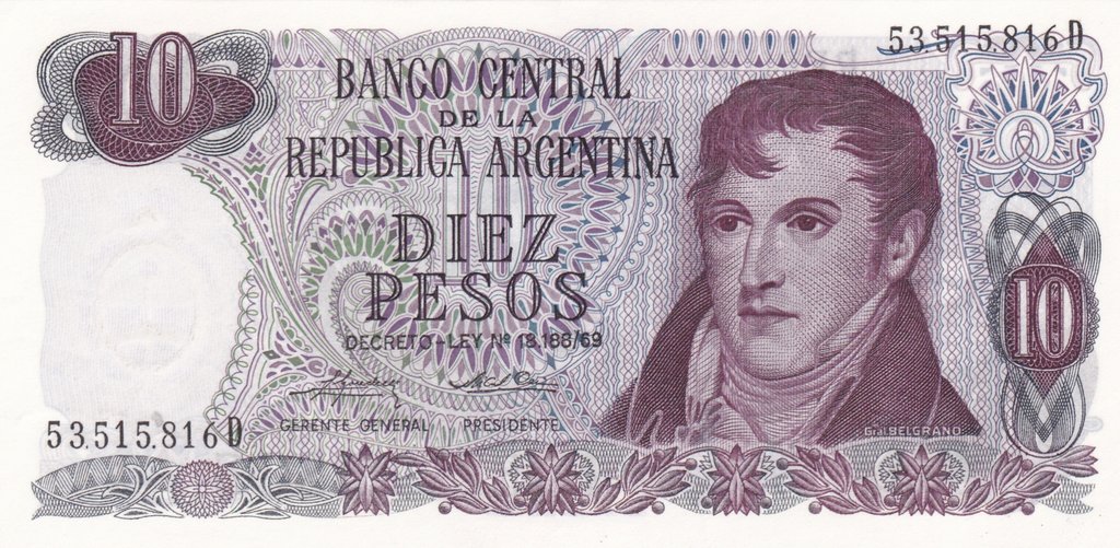 Argentina 7 pcs Set - 1970s - 1 5 10 50 100 500 1000 Pesos XF UNC