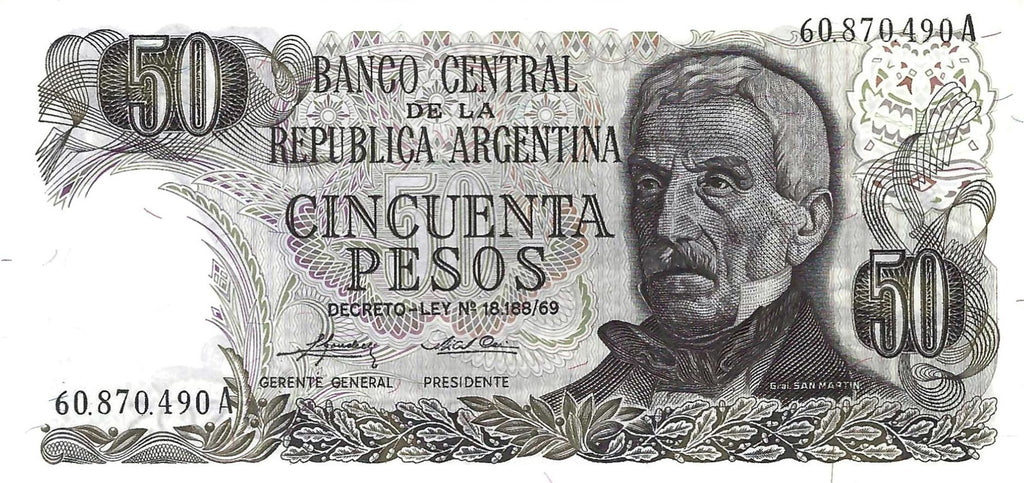Argentina 7 pcs Set - 1970s - 1 5 10 50 100 500 1000 Pesos XF UNC