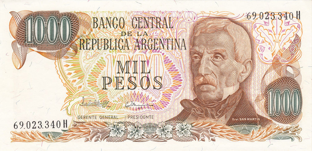Argentina 7 pcs Set - 1970s - 1 5 10 50 100 500 1000 Pesos XF UNC