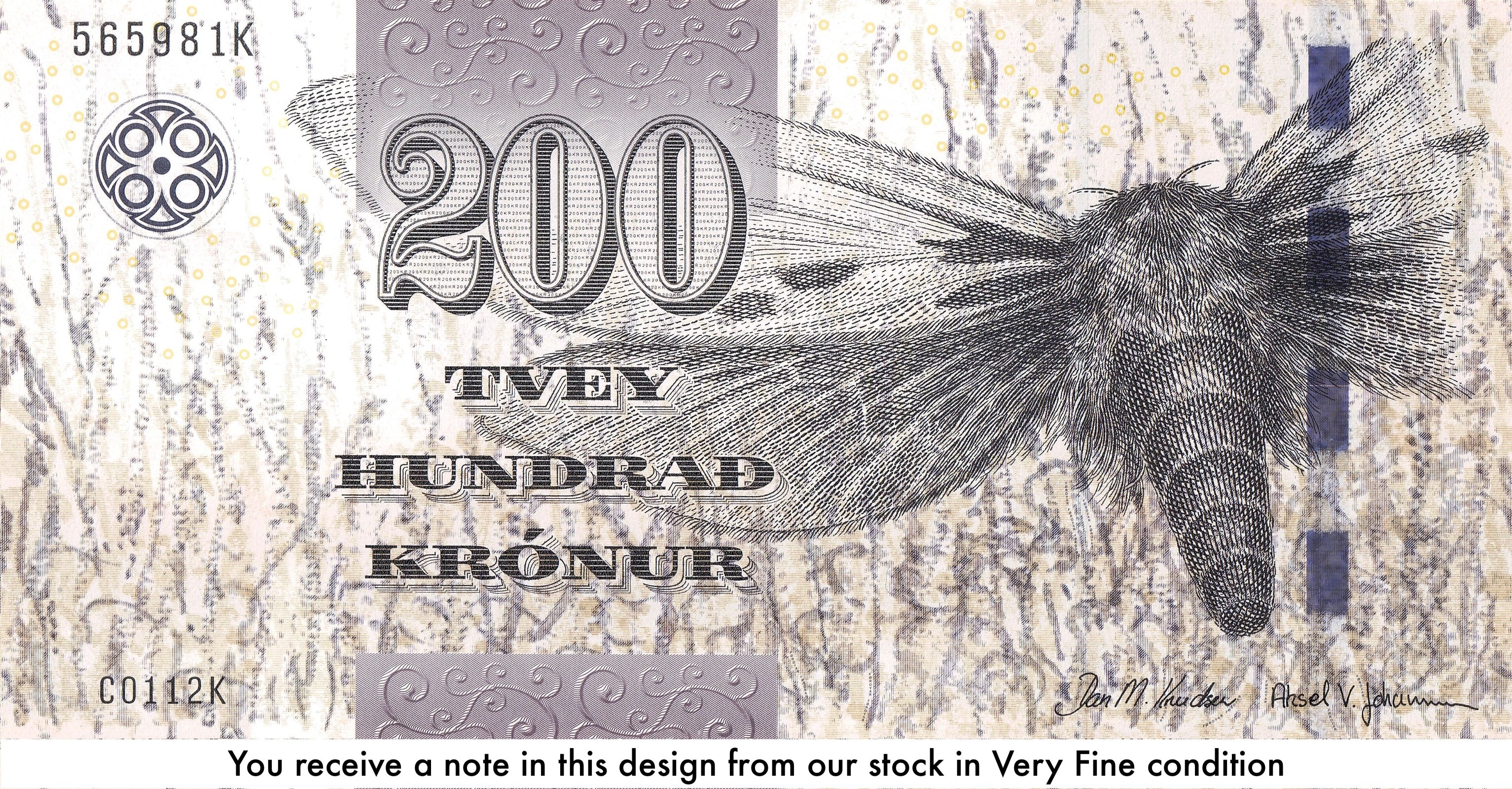 Faroe Islands P-31 200 Kronur 2011 (2012) Thick Security Thread VF