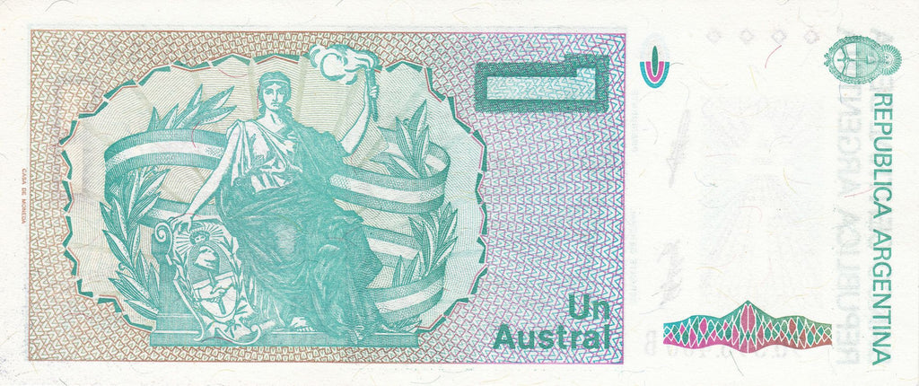 Argentina P323 1 Austral 1985-1989 XF—Series A—Teal—1st President—R020K