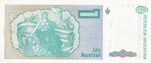 Argentina P323 1 Austral 1985-1989 XF—Series A—Teal—1st President—R020K