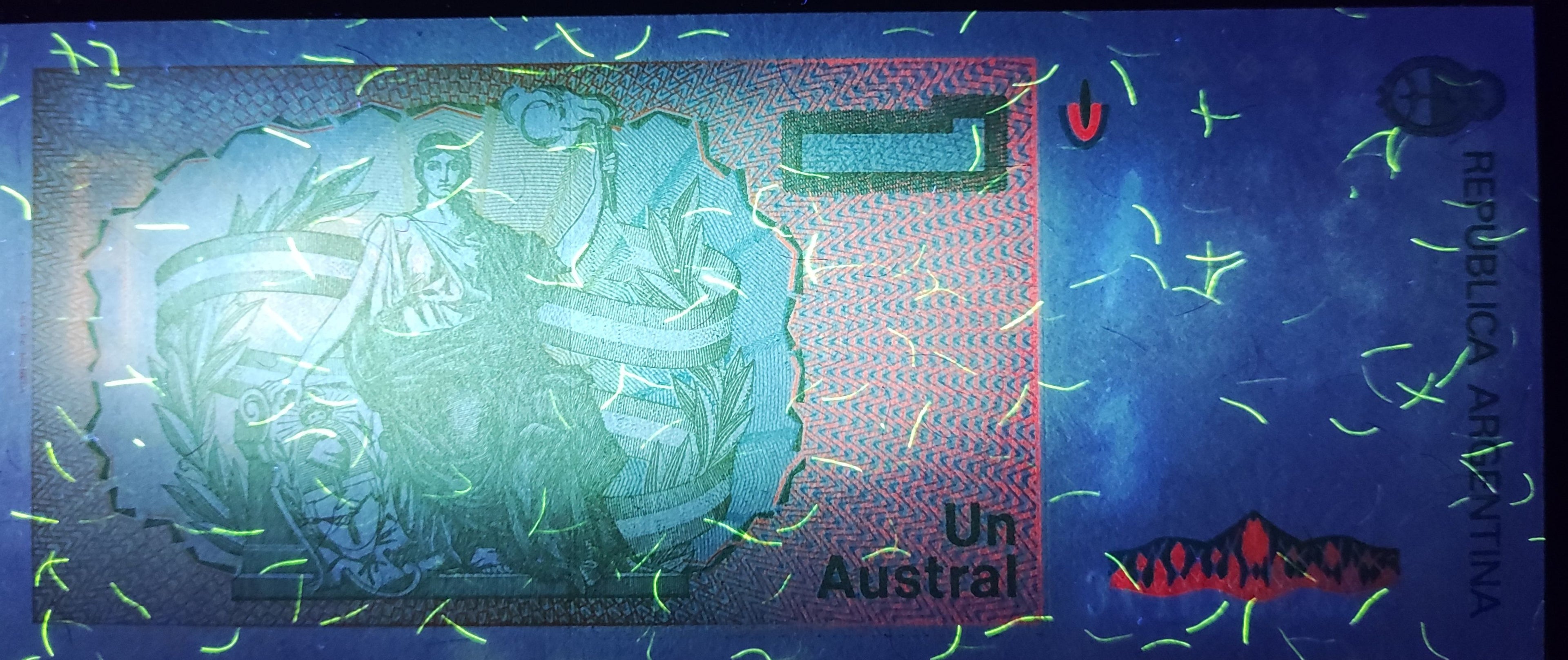 Argentina P323 1 Austral 1985-1989 XF—Series A—Teal—1st President—R020K