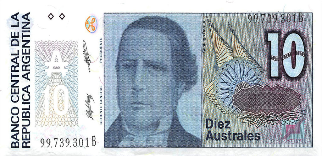 Argentina P325b 10 Australes 1986-1989 AU—Series B—Obscure President—R0303