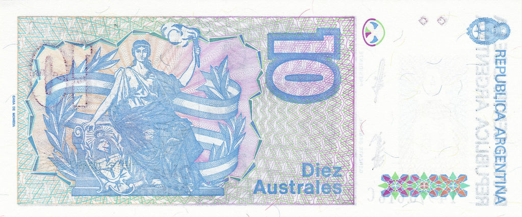 Argentina P325b 10 Australes 1986-1989 AU—Series B—Obscure President—R0303