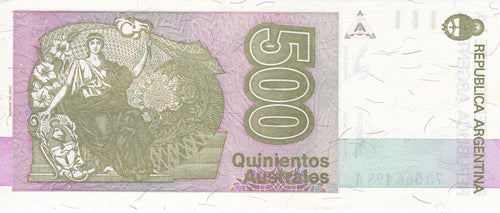Argentina P-328b 500 Australes ND (1990) UNC—Ser A SIg REDP/JGF—The Boy President