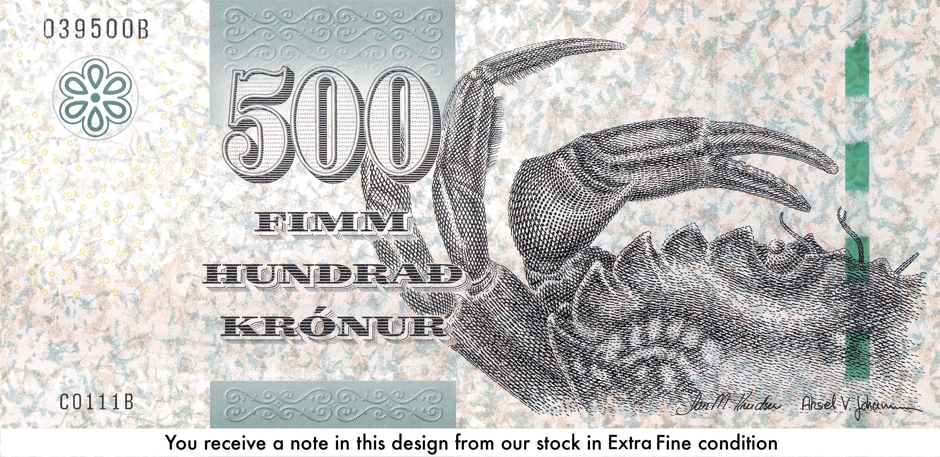 Faroe Islands P-32 500 Kronur 2011 (2012) Thick Security Thread XF