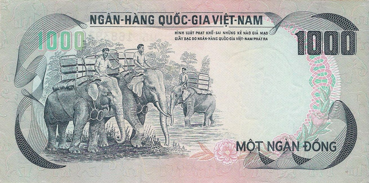 Vietnam—South Vietnam P-34 1000 Dong XF/AU—Elephant