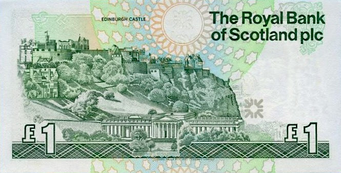Scotland P-351c Royal Bank RBS 1 pound 1996 UNC—Edinburgh Castle