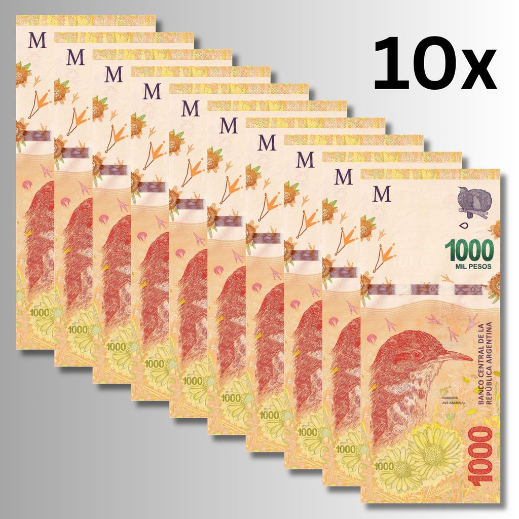 Argentina P-366 10 pieces 1000 pesos ND 2020-2 UNC hornero bird