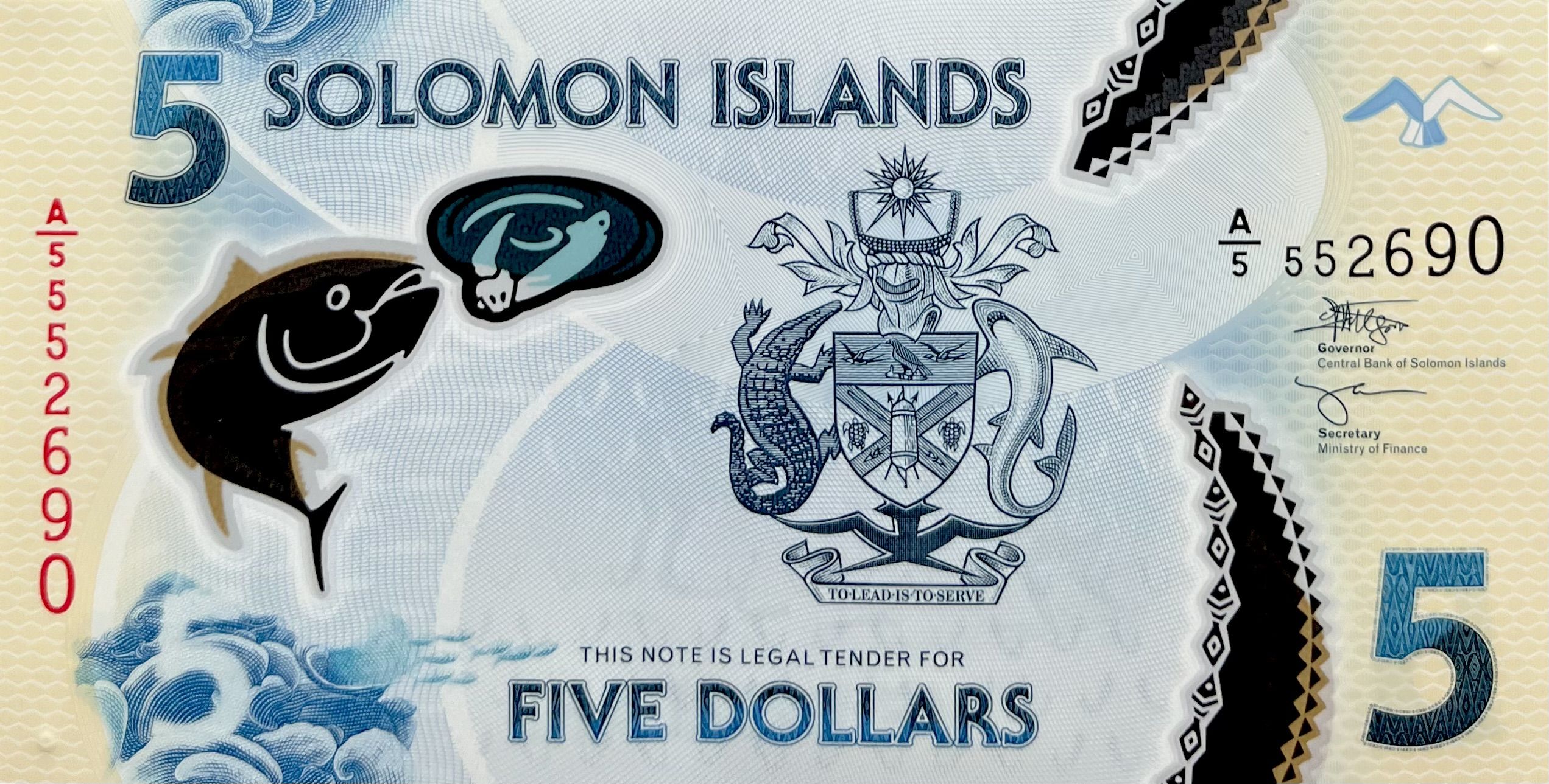 Solomon Islands P-38b B225b 5 Dollars ND (2022) Polymer