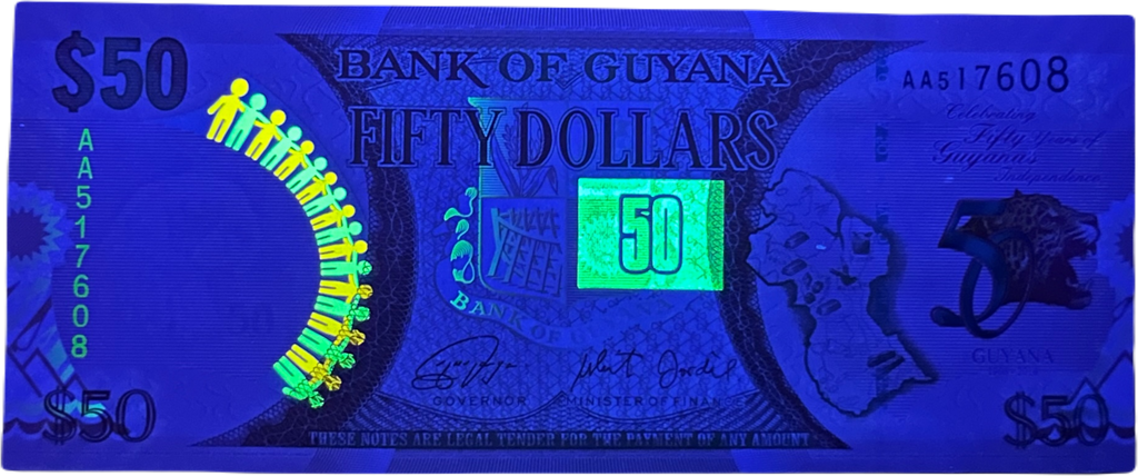 Guyana P-41 50 Dollars 2016—Coat of Arms & Map—50th Anniversary of Independence