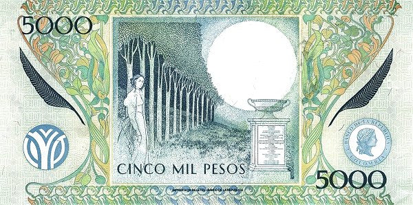 Colombia P452q 5000 pesos August 2, 2014  UNC