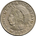 Mexico KM#452 50 centavos 1970-1983 VF | Cuauhtémoc (last "Aztec emperor")