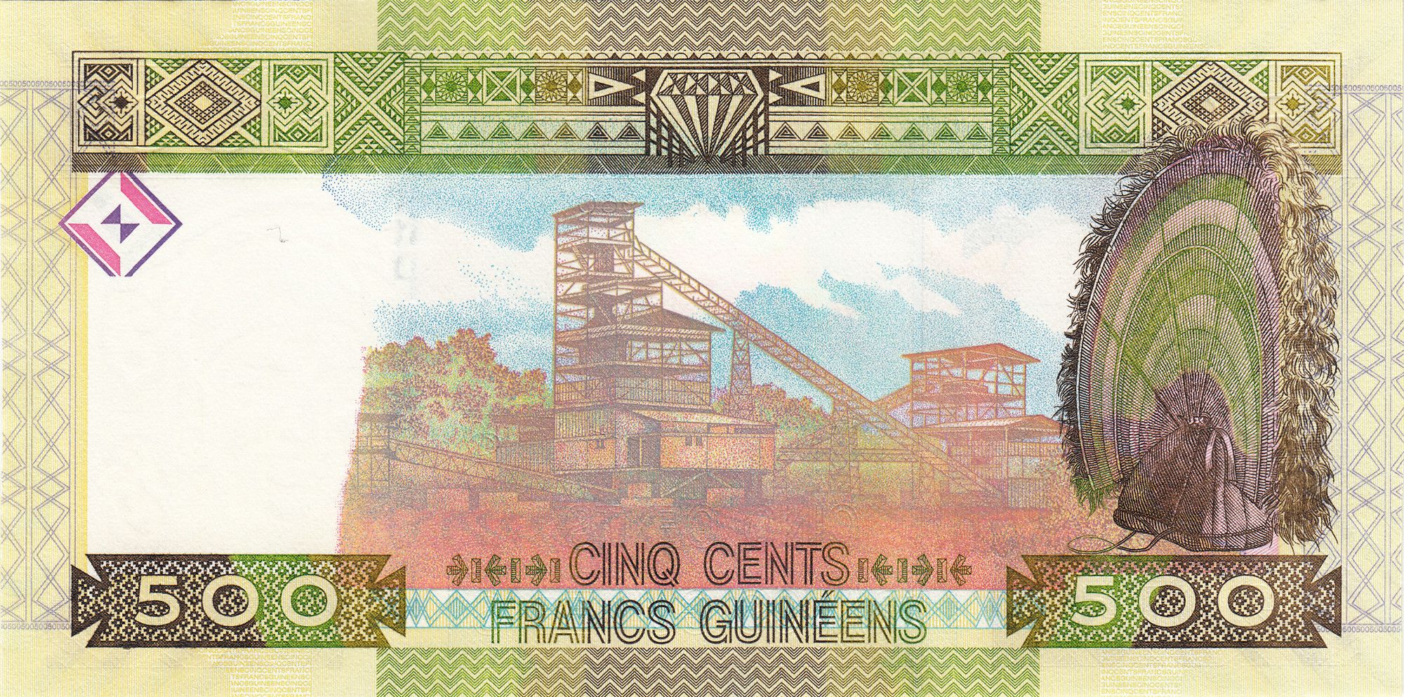 | 5 pcs lot 5x Guinea P47b 500 Francs 2017 UNC—See Where 1/3 of World's Aluminum Begins