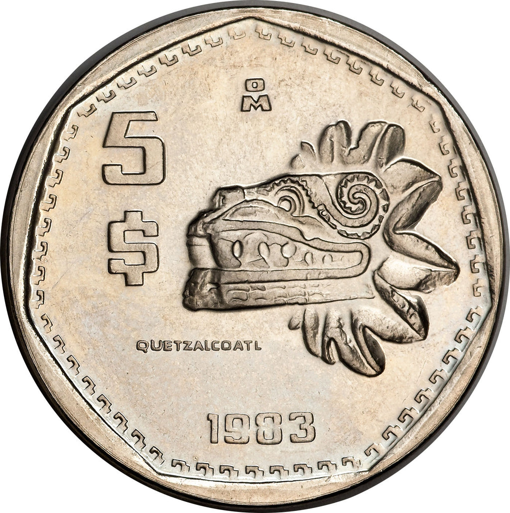 Mexico KM#485 5 pesos 1980-1985 VF (Very Fine) | Quetzalcóatl serpent god