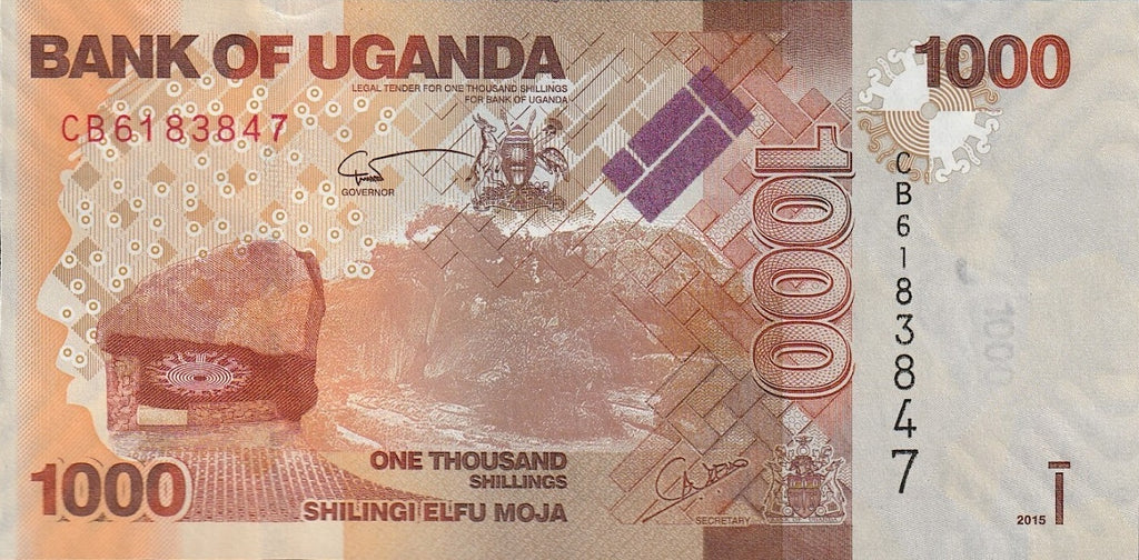 Uganda P-49d 1000 Shillings 2015 UNC—Antelope—Nature—Map
