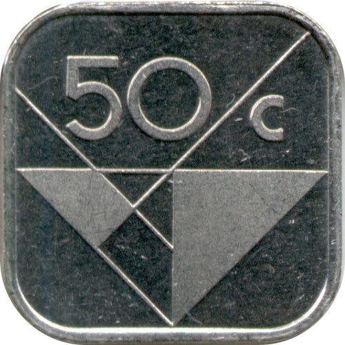 Aruba KM#4 SQUARE COIN 50 cents 1986-2026 UNC random year