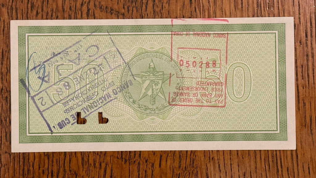 Caribbean Travelers Check  50 pesos used by Eastern Bloc tourists