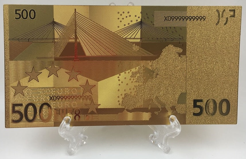 Euro Currency Souvenir Banknote-Style Gold Foil Bill "500 Euro Bill"
