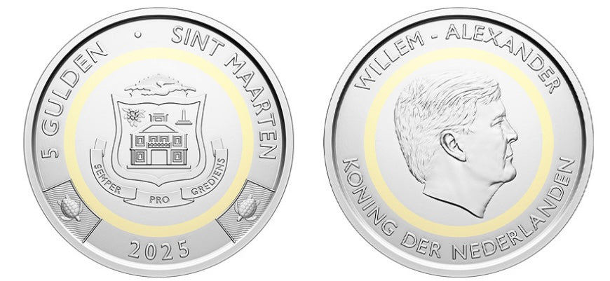 Sint Maarten 7 Pc Set 2025 UNC—1 & 5 Gulden—1 5 10 25 50 Cents
