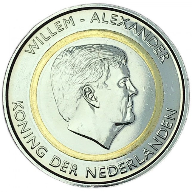 Curaçao 5 Gulden 2025 UNC—Turtle—Willem-Alexander—Trimetallic—Bimetallic