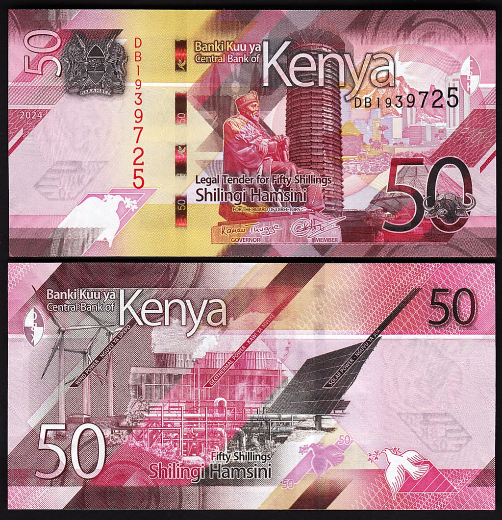 Kenya P-52b 50 Shillings 2024 UNC—Renewable Energy—Solar—Geothermal