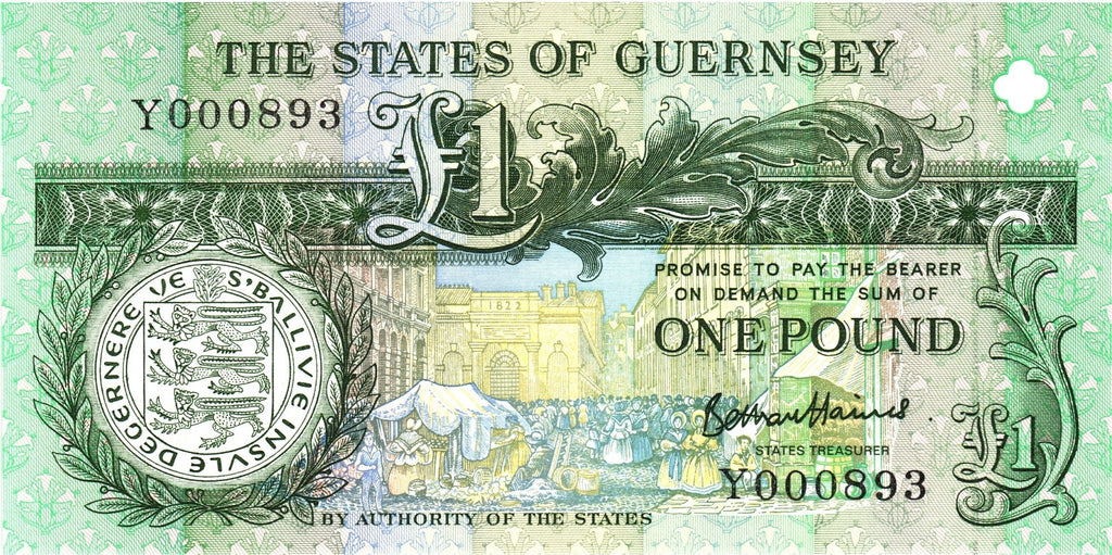 Guernsey P-52d 1 Pound ND (1991-2016) UNC—Signature BH