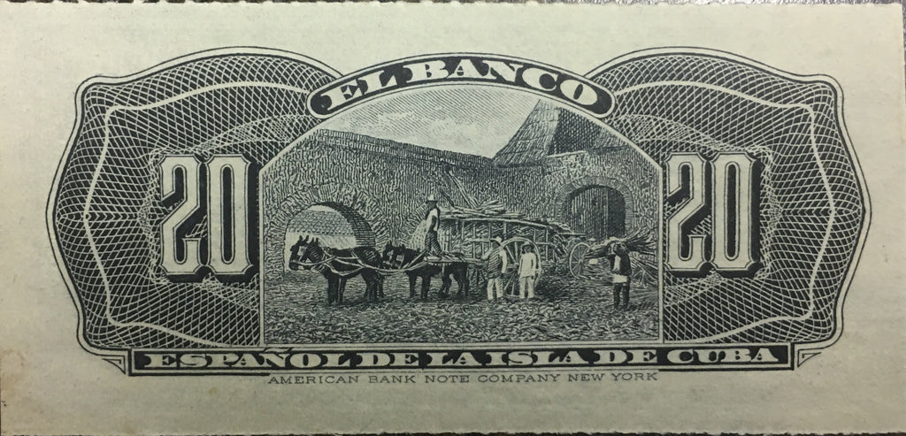 Caribbean P-53 20 centavos 1897 UNC small note H9M