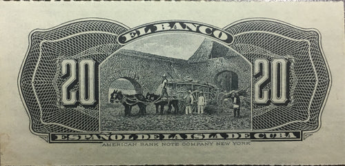 Caribbean P-53 20 centavos 1897 UNC small note H9M