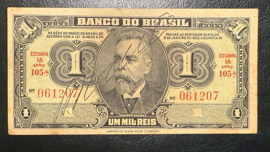Brazil 1 mil reis 1000 reis 1923 Hand Signed P-110B R193a VF-XF 1 note combine2