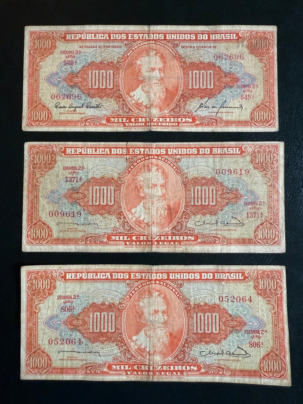 Brazil 1000 cruzeiros P-165 1960 & P-181 1963. Choose one. C105–6 \p/mbc202