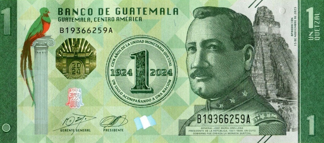 Guatemala commemorative 1 Quetzal 2023 (2024) P-129 UNC bird Tikal GT0129XX803002