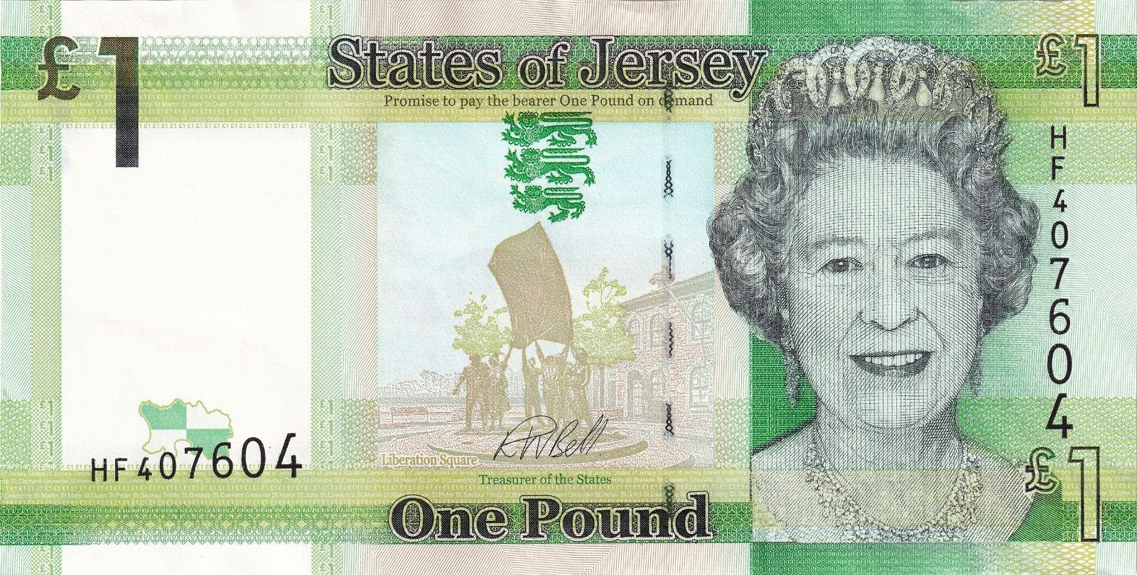 Jersey 1 pound ND 2010-2018 P-32b UNC - signature R. Bell - Queen Elizabeth II0